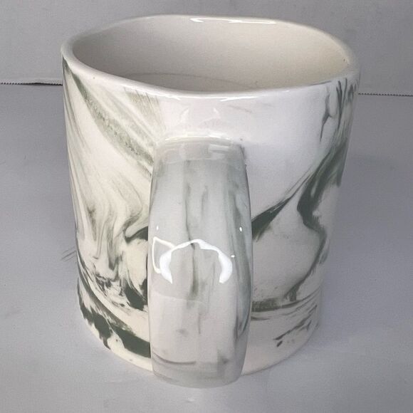 Anthropologie Marbled Monogram Initial A Mug White/Gray/Yellow - Picture 5 of 11